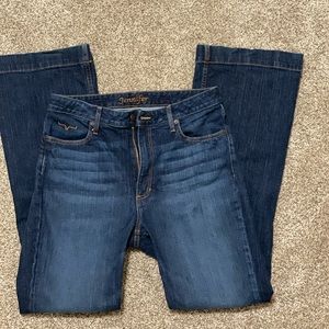 KIMES RANCH  DARK WASH JENNIFER HIGH RISE WIDE FLARE JEANS (size12 36”inseam)